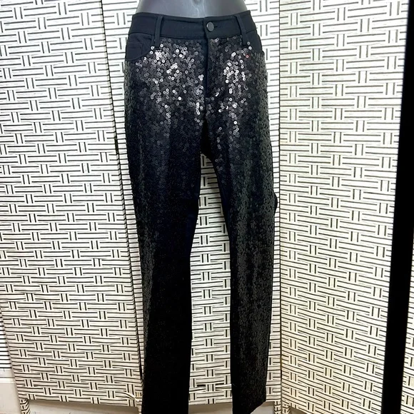 Paige sequined front black pant. - Picture 4 of 13